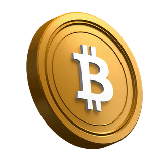 Pochylona moneta Bitcoin BTC jako element graficzny w sekcji hero